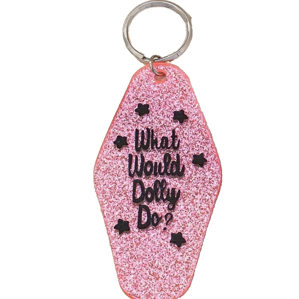 What Would Dolly Do Motel Room KeyChain Pink Keychain Dolly Parton Room Key